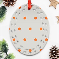 Diamond Polka Dot Grey Orange Circle Spot Oval Filigree Ornament (two Sides) by Mariart