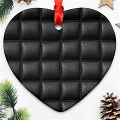 Black Cell Leather Retro Car Seat Textures Ornament (heart) by Nexatart