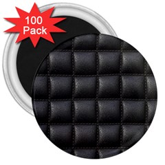 Black Cell Leather Retro Car Seat Textures 3  Magnets (100 Pack) by Nexatart