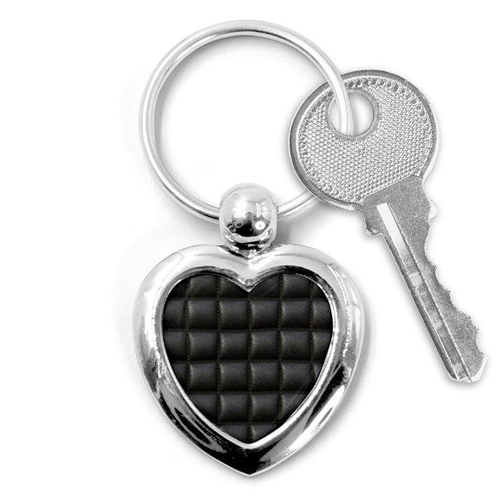 Black Cell Leather Retro Car Seat Textures Key Chains (Heart) 