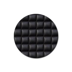 Black Cell Leather Retro Car Seat Textures Rubber Round Coaster (4 Pack)  by Nexatart