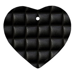 Black Cell Leather Retro Car Seat Textures Heart Ornament (two Sides) by Nexatart