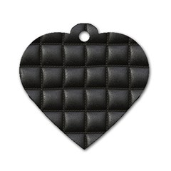 Black Cell Leather Retro Car Seat Textures Dog Tag Heart (one Side) by Nexatart