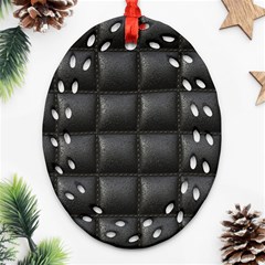 Black Cell Leather Retro Car Seat Textures Ornament (oval Filigree) by Nexatart