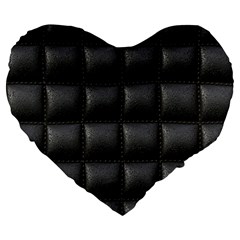 Black Cell Leather Retro Car Seat Textures Large 19  Premium Heart Shape Cushions by Nexatart