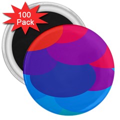 Circles Colorful Balloon Circle Purple Blue Red Orange 3  Magnets (100 Pack)