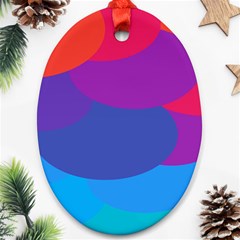 Circles Colorful Balloon Circle Purple Blue Red Orange Oval Ornament (two Sides)