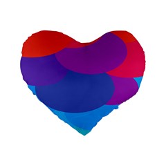 Circles Colorful Balloon Circle Purple Blue Red Orange Standard 16  Premium Flano Heart Shape Cushions by Mariart