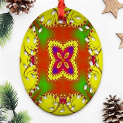 Digital Color Ornament Oval Filigree Ornament (two Sides) by Nexatart