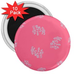 Branch Berries Seamless Red Grey Pink 3  Magnets (10 Pack) 