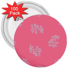 Branch Berries Seamless Red Grey Pink 3  Buttons (100 Pack)  by Mariart