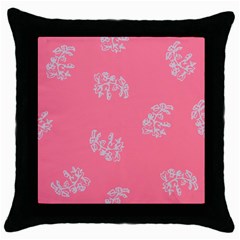 Branch Berries Seamless Red Grey Pink Throw Pillow Case (black) by Mariart