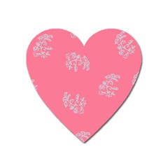 Branch Berries Seamless Red Grey Pink Heart Magnet by Mariart