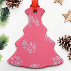 Branch Berries Seamless Red Grey Pink Christmas Tree Ornament (two Sides) by Mariart