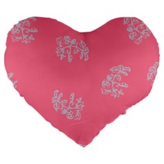 Branch Berries Seamless Red Grey Pink Large 19  Premium Heart Shape Cushions by Mariart