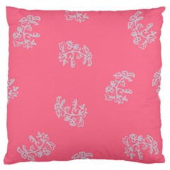 Branch Berries Seamless Red Grey Pink Large Flano Cushion Case (one Side) by Mariart