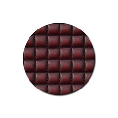 Red Cell Leather Retro Car Seat Textures Rubber Coaster (round)  by Nexatart