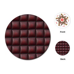 Red Cell Leather Retro Car Seat Textures Playing Cards (round)  by Nexatart