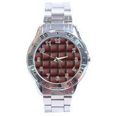 Red Cell Leather Retro Car Seat Textures Stainless Steel Analogue Watch by Nexatart