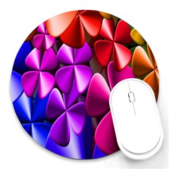 Colorful Flower Floral Rainbow Round Mousepads by Mariart