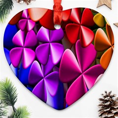 Colorful Flower Floral Rainbow Ornament (heart) by Mariart