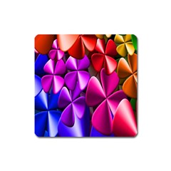 Colorful Flower Floral Rainbow Square Magnet by Mariart