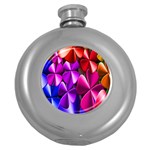 Colorful Flower Floral Rainbow Round Hip Flask (5 oz) Front