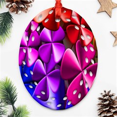 Colorful Flower Floral Rainbow Ornament (oval Filigree) by Mariart