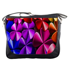 Colorful Flower Floral Rainbow Messenger Bags by Mariart