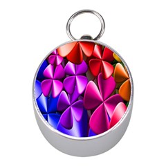 Colorful Flower Floral Rainbow Mini Silver Compasses by Mariart