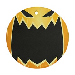 Halloween Pumpkin Orange Mask Face Sinister Eye Black Ornament (round) by Mariart