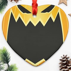 Halloween Pumpkin Orange Mask Face Sinister Eye Black Ornament (heart)