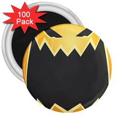 Halloween Pumpkin Orange Mask Face Sinister Eye Black 3  Magnets (100 Pack) by Mariart