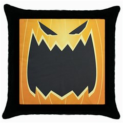 Halloween Pumpkin Orange Mask Face Sinister Eye Black Throw Pillow Case (black) by Mariart