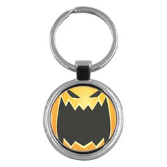 Halloween Pumpkin Orange Mask Face Sinister Eye Black Key Chains (round) 