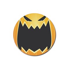 Halloween Pumpkin Orange Mask Face Sinister Eye Black Rubber Coaster (round)  by Mariart