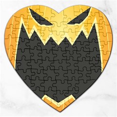 Halloween Pumpkin Orange Mask Face Sinister Eye Black Jigsaw Puzzle (heart) by Mariart