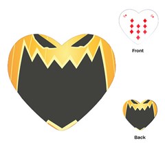 Halloween Pumpkin Orange Mask Face Sinister Eye Black Playing Cards (heart)  by Mariart