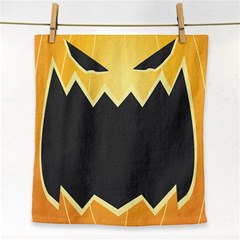 Halloween Pumpkin Orange Mask Face Sinister Eye Black Face Towel by Mariart