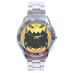 Halloween Pumpkin Orange Mask Face Sinister Eye Black Stainless Steel Analogue Watch by Mariart