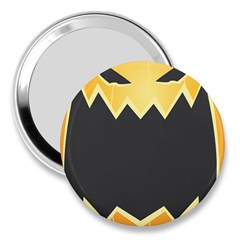 Halloween Pumpkin Orange Mask Face Sinister Eye Black 3  Handbag Mirrors by Mariart