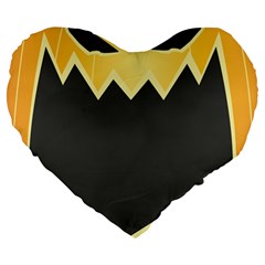 Halloween Pumpkin Orange Mask Face Sinister Eye Black Large 19  Premium Heart Shape Cushions by Mariart