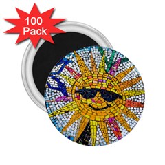 Sun From Mosaic Background 2 25  Magnets (100 Pack)  by Nexatart