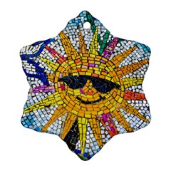 Sun From Mosaic Background Snowflake Ornament (two Sides) by Nexatart