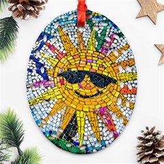 Sun From Mosaic Background Oval Filigree Ornament (two Sides) by Nexatart