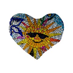 Sun From Mosaic Background Standard 16  Premium Heart Shape Cushions by Nexatart