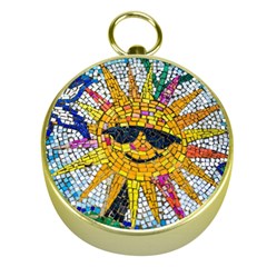 Sun From Mosaic Background Gold Compasses by Nexatart