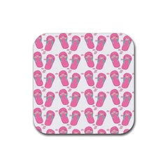 Flip Flops Flower Star Sakura Pink Rubber Coaster (square)  by Mariart