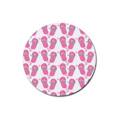 Flip Flops Flower Star Sakura Pink Rubber Round Coaster (4 Pack)  by Mariart