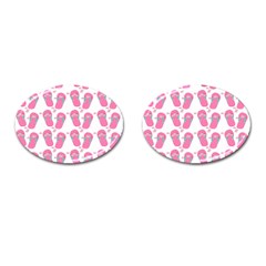 Flip Flops Flower Star Sakura Pink Cufflinks (oval) by Mariart